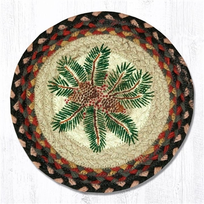 Pinecone & Red Berry Printed Round Trivet 10