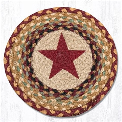 Burgundy Star Printed Round Trivet 10