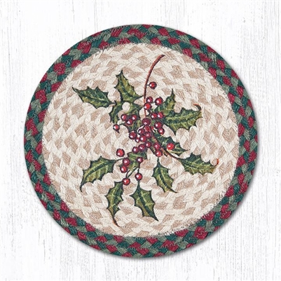 Holly Printed Round Trivet 10